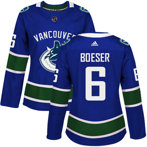 Adidas Vancouve Canucks 6 Brock Boeser Blue Home Authentic Women Stitched NHL Jersey